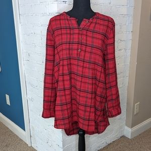 {Anthro} Holding Horses Half Penny Plaid Tunic Top S